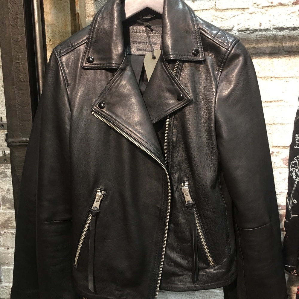 ISO All Saints Dalby leather jacket. Women US 8